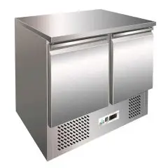 SALADETTE AUS EDELSTAHL AISI 304 - Mod. G-SS45BT - STATISCHE KÜHLUNG - GASTRONORM 1/1 (53 x 32,5 cm) - 2 KÜHLTÜREN - TEMPERATUR: -12º/-18ºC - Abmessungen in cm. (B x T x H): 94,3 x 70 x 85 - EG-Norm