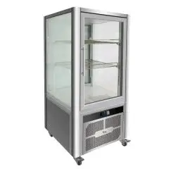 KÜHLSCHRANK MIT GLASTÜR AUS EDELSTAHL AISI 430 (VERTIKALE AUSRICHTUNG) - 4 SEITEN DOPPELGLAS - Mod. G-VGP200R - UMLUFTKÜHLUNG - NUTZVOLUMEN: 200 LITER - TEMPERATUR: +2°/+8°C - Abmessungen in cm (B x T x H): 70,1 X 74,2 X 130 - EG-NORM