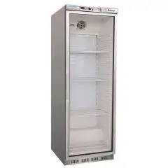 KÜHLSCHRANK AUS EDELSTAHL - STATISCHE KÜHLUNG - ECO - Mod. G-ER400GSS - 1 GLASTÜR - NUTZVOLUMEN: 350 LITER - TEMPERATUR: +2º/+8ºC - Abmessungen in cm. (B x T x H): 60 x 58,5 x 185,5 - EG-NORM