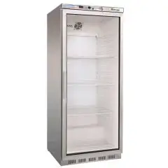 KÜHLSCHRANK AUS EDELSTAHL - STATISCHE KÜHLUNG - ECO - Mod. G-ER600GSS - 1 GLASTÜR - NUTZVOLUMEN: 570 LITER - TEMPERATUR: +2º/+8ºC - Abmessungen in cm. (B x T x H): 77,7 x 69,5 x 189,5 - EG-NORM