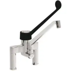 WASCHBECKENARMATUR Mod. RBMBS - Zweiloch-Mischbatterie  - Einhebelmischer - Schwenkhahn - schwarzer, klinischer Hebel - Lochbohrung: ø 22 mm