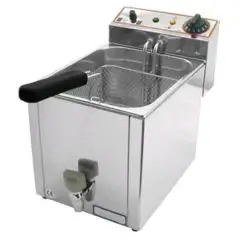ELEKTRO-TISCHFRITTEUSE MIT ABLASSHAHN - Mod. FR 8 - Beckenkapazität: 8 Liter öl - Leistung: 3 kW - einphasiger Anschluss - Produktmaße in cm (B  x T x H): 26 x 40 x 34,5 - EG-Norm