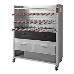 Churrasco Holzkohlegrill- Mod. CHURRASCO/CM20C - unabhängiger Motor je Spieß - 20 Grillspieße - 3 Ebenen - Leistung: 80 W - Einphasenwechselstrom  - Produktmaße (B x T x H): 132 x 56,5 x 162 - CE-Norm