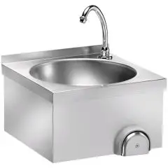 WAND-HANDWASCHBECKEN - MOD. LM 40 - KONSTRUKTION AUS STAHL - KNIEBEDIENUNG - ABMESSUNGEN IN cm (B x T x H): 40 x 40 x 32