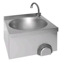 WANDWASCHTISCH - MOD. LM 310 - STRUKTUR AUS EDELSTAHL AISI 304 - KNIEBEDIENUNG - INKL. WASSERHAHN UND ABLAUF - Abmessungen in cm (B x T x H):  40 x 40 x 31 - Gewicht 5,5 kg