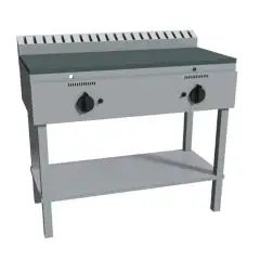 GAS-GRILLPLATTE FÜR PIADINA (FLADENBROT) - Mod. RAH1PKGG - auf Edelstahlfüßen - Stahlplatte - 2 Kochflächen - thermische Leistung: 19,8 kW - Produktmaße in cm (BxTxH): 102 x 53 x 85 - EG-Norm