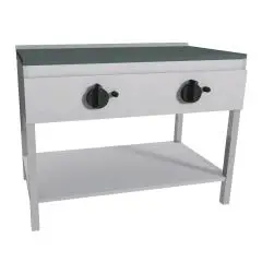ELEKTRO-PIADINA-GRILLPLATTE - Mod. RA6EKGG - auf Edelstahlfüßen - Stahlplatte - 2 Kochflächen - Leistung: 4,4 kW - einphasiger Anschluss: 230V/1/50Hz - Produktmaße in cm (BxTxH): 102 x 53 x 85 - EG-Norm