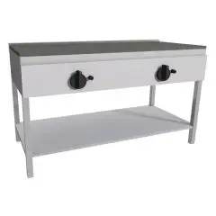 ELEKTRO-PIADINA-GRILLPLATTE - Mod. RA8EKGG - auf Edelstahlfüßen - Stahlplatte - 2 Kochflächen - Leistung: 4,4 kW - einphasiger Anschluss: 230V/1/50Hz - Produktmaße in cm (BxTxH): 126 x 53 x 85 - EG-Norm