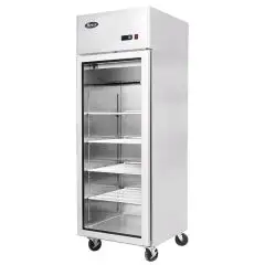K&Uuml;HLSCHRANK AUS ROSTFREIEM STAHL &ndash; Mod. MCF8604GR - BEL&Uuml;FTET - KAPAZIT&Auml;T LT 670 - N. 1 GLAST&Uuml;R - TEMPERATUR 0&deg;/+8&deg;C - SCHWACH. cm L 73 x P 80,5 x h 206,5 &ndash; CE-Standard