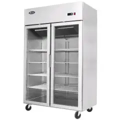 KOMPAKTER K&Uuml;HLSCHRANK AUS EDELSTAHL &ndash; Mod. YCF9402GR - BEL&Uuml;FTET - KAPAZIT&Auml;T LT 900 - N. 2 GLAST&Uuml;REN - TEMPERATUR 0&deg;/+8&deg;C - Ged&auml;mpft. cm L 120 x P 73 x h 195,5 &ndash; CE-Standard