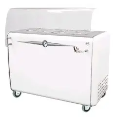 EISVITRINE POZZETTI - MOD. VIA VENETO 8C - NUTZVOLUMEN: 350 Liter - TEMPERATURBEREICH: -5°/-20°C - Abmessungen in cm (BxHxT): 131,8 x 69 x 98,4 - CE-Norm
