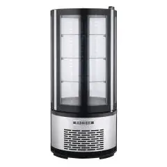KÜHLVITRINE - Mod. ARC100B - Stahlbasis - 3 verstellbare Glasböden - Temperatur +2/+8 °C - Fassungsvermögen 100 Liter - Ventilationskühlung - Leistung 210 Watt - Einphasenstromversorgung 230V/1/50Hz - Produktmaße (BxTxH) cm 48 x 48 x 103 - CE-Norm