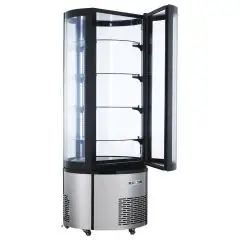 KÜHLVITRINE - Mod. ARC400RC - Stahlbasis - 4 verstellbare Glasböden - Temperatur +2/+8 °C - Fassungsvermögen 400 Liter - Ventilationskühlung - Leistung 210 Watt - Einphasenstromversorgung 230V/1/50Hz - Produktmaße (BxTxH) cm 68 x 68 x 175 - CE-Norm