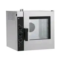 ELEKTRO-HEISSLUFTOFEN FÜR DIE GASTRONOMIE UND FÜR KONDITOREIEN - Mod NEME5232 - ELEKTROMECHANISCHE STEUERUNG - MIT BESCHWADUNG - ZWEI GESCHWINDIGKEITEN - EINPHASIGER ANSCHLUSS: 230/1/50 - LEISTUNG: 3,3 kW - KAPAZITÄT: 5 X (GN 2/3) - EINSCHUBABSTAND: 7,4 c