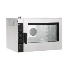 ELEKTRO-HEISSLUFTOFEN FÜR DIE GASTRONOMIE UND FÜR KONDITOREIEN - Mod NEME52 - ELEKTROMECHANISCHE STEUERUNG - MIT BESCHWADUNG - ZWEI GESCHWINDIGKEITEN - DREIPHASIGER ANSCHLUSS: 400/3/50 - LEISTUNG: 6,3 kW - KAPAZITÄT: 5 X (GN 1/1 ; 60X40) - EINSCHUBABSTAND