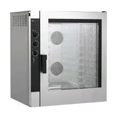 ELEKTRO-HEISSLUFTOFEN FÜR DIE GASTRONOMIE UND FÜR KONDITOREIEN - Mod NEME102 - ELEKTROMECHANISCHE STEUERUNG - MIT BESCHWADUNG - ZWEI GESCHWINDIGKEITEN - DREIPHASIGER ANSCHLUSS: 400/3/50 - LEISTUNG: 12,6 kW - KAPAZITÄT: 10 X (GN 1/1 ; 60X40) - EINSCHUBABST