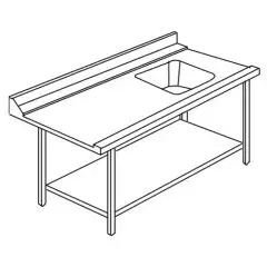 EINGANGSTISCH MIT WANNEN UND ERHÖHTEM RAND FÜR HAUBENSPÜLMASCHINEN - Mod ACTAVINV - STRUKTUR AUS EDELSTAHL AISI 304 - LINKS/RECHTS JE NACH MODELL - MIT UNTEREM REGAL - FÜR SPÜLMASCHINEN MODELL LAPI 50 C UND LAPI 50 C PL
