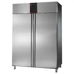 KÜHLSCHRANK AUS EDELSTAHL AISI 304 - UMLUFTKÜHLUNG - Mod CH14RMMTN - GASTRONORM 2/1 - NUTZVOLUMEN 1400 L - 2 TÜREN - LÜFTUNG KÜHLUNG - TEMPERATUR 0 ° / + 10 ° C - Abmessungen B 142 x T 80 x H 210 cm