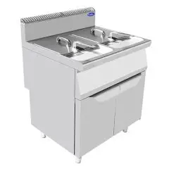 GAS-FRITTEUSE - SERIE COOK - Mod. CV7I8HH - 2 BECKEN: 16 + 16 Liter ÖL - UNTERBAU MIT FLÜGELTÜREN - Leistung: 26 kW - Produktmaße (B x T x H): 80 X 70 X 108,5 - CE Kennzeichnung