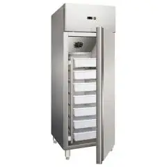 KÜHLSCHRANK AUS EDELSTAHL - BELÜFTET - Mod CZ 600 HMUL - N. 1 TÜR - SCHLOSS - KAPAZITÄT LT 537 - TEMPERATUR -5° /+5°C - Produktmaße (BxTxH) cm 68 x 81 x 200 - CE-Norm