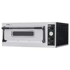 ELEKTRO-PIZZAOFEN - MECHANISCHE BEDIENUNG - Mod. BASIC 4 - 1 Backkammer - Schamottsteinboden - Backkammermaße in cm (BxTxH): 66x66x14 - 4 Pizze (Ø 32 cm) - Leistung: 4,7 Kw - CE-Norm