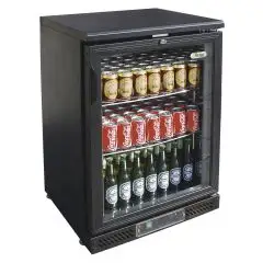 KÜHLVITRINE AUS LACKIERTEM BLECH UND ALUMINIUM - FÜR GETRÄNKE - Mod. G-BC1PB - UMLUFTKÜHLUNG - KAPAZITÄT: 140 LITER - 1 GLASTÜR - TEMPERATUR: +2°/+8°C - Abmessungen in cm (B x T x H): 60,2 x 53,5 x 92 - EG NORM