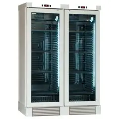 WEINKÜHLSCHRANK - Mod ENY 820 N WHITE - Statisch - Temperatur °C +4/+18 - 2 Glastüren - Struktur aus gebleichtem Eschenholz - Bruttokapazität von 764 Litern - Nettokapazität von 604 Litern - Leistung von 244 W - Einphasige Stromversorgung 220/50Hz - Produ