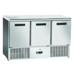 Saladette aus edelstahl - Mod CNX93V - Umluftkühlung - Gastronorm 1/1 (53 x 32,5 cm) - 3 gekühlte Türen - Temperatur -10º/-20ºC - Abmessungen cm B 136,5 x T 70 x H 88,3
