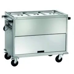 THERMO-BADEMARIE-WAGEN - MOD. TD 3 - Edelstahlstruktur - Doppelwandiger Tank mit Hahn - Einstellbarer Thermostat +30°/+90°C - Stromversorgung 230V/1/50-60Hz