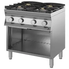 Gasherd - Mod 9DGMH4B12 - 4 Flammen - offener Unterbau - Pilotflamme - Produktmaße in cm (B x T x H): 80 x 90 x 85/90