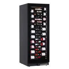 WEINKÜHLSCHRANK - Mod EY160I1VD NL - BELÜFTET - TEMPERATUR °C +2/+20 - 1 GLASTÜR - STRUKTUR AUS SCHWARZ VORLACKIERTEM BLECH - BRUTTO-KAPAZITÄT Lt. 386 - LEISTUNG 130 WATT - STROMVERSORGUNG 220/50Hz EINPHASIG - PRODUKTMAßE (BxTxH) cm 59,5 x 69 x 160