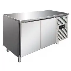 Tiefkühltisch - Edelstahl AISI 304 - Umluftkühlung - Mod CXF2100BT - Gastronorm 1/1 (53 x 32,5 cm) - 2 Türen - Nutzvolumen: 313,5 Liter - Temperaturberereich: -18°/-22°C - Produktmaße (B x T x H): 136 x 70 x 86