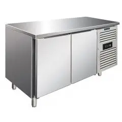 Kühltisch - Edelstahl AISI 304 - Umluftkühlung - Mod CXF2100TN - Gastronorm 1/1 (53 x 32,5 cm) - 2 Türen - Nutzvolumen: 313,5 Liter - Temperaturberereich: -2°/+8°C - Produktmaße (B x T x H): 136 x 70 x 86
