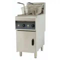 ELEKTRO-FRITTEUSE - BECK-LINIE - Modell DF 10+10 LT - Ölkapazität 20 Liter - Leistung 6 kW + 6 kW - Dreiphasen-Stromversorgung - Abmessungen cm B 40 x T 80 x 110 H - CE-Norm