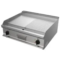 ELEKTRO-GRILLPLATTE, TISCHGERÄT - Mod. G7NUP2DDO - 2 Kochflächen - 1/2 GLATT + 1/2 GERILLT - Leistung: 10,8 kW - Produktmaße in cm (BxTxH): 80 x 70 x 25 - EG-Norm