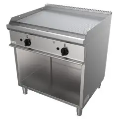 GAS-GRILLPLATTE- Mod. G7NUQ2DCT - GERILLTE GRILLPLATTE - offener Unterbau - 2 Kochflächen - Leistung: 12 kW - Produktmaße in cm (BxTxH): 80 x 70 x 85 - EG-Norm
