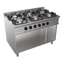 GASHERD MIT 6 FLAMMEN - Mod. G7NURG6DC3M3G - offener Unterbau - Leistung: 36 kW - Produktmaße in cm (BxTxH): 120 x 70 x 85 - EG-Norm