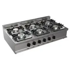 GAS-KOCHFELD - Mod. G7GWRG6DD3M3G - 6 Flammen- Leistung: 36 kW - Produktmaße in cm (BxTxH): 105 x 70 x 27 - EG-Norm