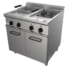 ELEKTRO-FRITTEUSE - LINIE EASY - Mod. G7JYM2V17 - 2 Frittierbecken (17 + 17 Liter) Öl - Leistung: 33 kW - Produktmaße in cm (BxTxH): 80 x 70 x 85 - EG-Norm