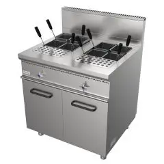 GAS-NUDELKOCHER - Mod. G7MUI2V80 - 2 Nudelbecken (28 + 28 Liter) - neutraler Unterschrank mit Flügeltüren - Leistung: 22 kW - Produktmaße in cm (BxTxH): 80 x 70 x 85 - EG-Norm