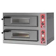ELEKTRISCHER MECHANISCHER PIZZAOFEN - Modell BIG 12 - N. 2 Kammern - Feuerfester Steinboden oder komplett feuerfeste Kammer - Kammerabmessungen (BxTxH) cm 70 x 105 x 15 - Anzahl der Pizzen 6 + 6 (Ø 30/34 cm) - Leistung 14,60 kW - CE-Norm