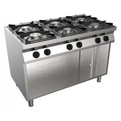GASHERD MIT 6 FLAMMEN  - Mod. H7MZE6DC - ohne pilotflamme - offener Unterbau - Leistung: 28,5 kW - Produktmaße in cm (BxTxH): 120 x 70 x 85 - EG-Norm