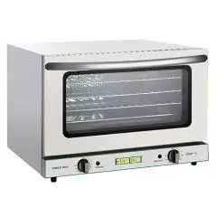 ELEKTRO-KONVEKTIONSOFEN - Mod FD47 - Für Gastronomie, Bäckerei und Konditorei - Edelstahlstruktur - Kapazität von 4 Blechen 45x33 cm - Leistung 2500 W - Einphasen-Stromversorgung - Produktmaße (BxTxH) cm 58 x 57 x 40,6 - CE-Norm