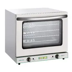 ELEKTRO-KONVEKTIONSOFEN - Mod FD66 - Für Gastronomie, Bäckerei und Konditorei - Edelstahlkonstruktion - Kapazität für 4 Tabletts 45x33 cm - Leistung 2800 W - Einphasige Stromversorgung - Abmessungen cm B 58 x T 57 x H 51
