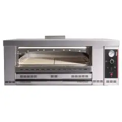 MECHANISCHER GASOFEN FÜR PIZZA - Mod. HN 4 - Nr. 1 Kammer - Backfläche aus feuerfesten Ziegeln - Kammerabmessungen: 70 cm B x 70 cm T x 15 cm H - Anzahl der Pizzen: 4 (Ø 30 cm bis 34 cm) - Leistung: 14 kW - CE-Norm