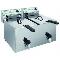 ELEKTRO - FRITTEUSE MIT ABLASSHAHN - Mod. FR88R - Fassungsvermögen: 8 + 8 Liter öl - Einphasiger Anschluss - CE-Kennzeichnung