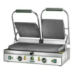 KONTAKTGRILL MIT GUSSEISEN - PLATTE - ELEKTRISCH - Mod. PE 50R - doppelter gerillter Grillbereich - Grillfläche in cm: 48 x 23 - Leistung 3600 W - 230V einphasig - 230/400 V dreiphasig - CE-Kennzeichnung