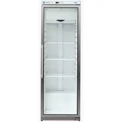 KÜHLSCHRANK AUS EDELSTAHL UND PS - BELÜFTET - ECOVENT - Mod G-ERV400GSS - ENERGIEEFFIZIENZKLASSE B - 1 GLASTÜR - FASSUNGSVERMÖGEN 300 LITER - TEMPERATUR 0°C/+8°C - PRODUKTMAßE (BxTxH) cm 60 x 60 x 186 - CE-NORM