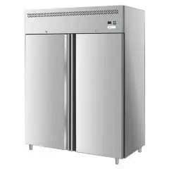 KÜHLSCHRANK AUS EDELSTAHL AISI 201 - STATISCHE KÜHLUNG - Mod. G-GN1200BT-FC - GASTRONORM 2/1 (65 x 53 cm) - Bruttokapazität: 1200 LITER - 2 TÜREN - TEMPERATUR: -18º/-22ºC - Abmessungen in cm. (B x T x H): 134 x 81 x 201 - EG-NORM