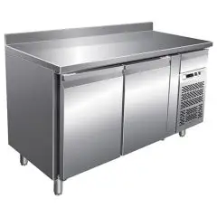 KÜHLTISCH MIT AUFKANTUNG AUS EDELSTAHL AISI 304 - KONDITOREIWAREN - UMLUFTKÜHLUNG - Mod. G-PA2200TN - 2 TÜREN - Bruttokapazität:  390 Liter - TEMPERATUR: +2°/+8°C - Abmessungen in cm. (B x T x H): 151 x 80 x 96 - EG-Norm